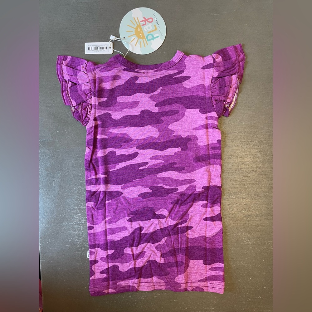 Little Sleepies Berry Camo Short Sleeve Flutter Tee - Picture 2 of 6